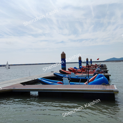 Silver Aluminum Floating Dock Pontoon With Mooring Cleats And WPC Decking Durability For LLDPE Floaters